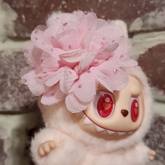 Labubu Pink Flower Lace Headband - Picture 2 of 5